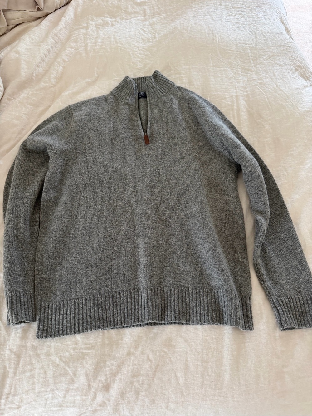 J. Crew Gray Men's Half-Zip Wool Sweater